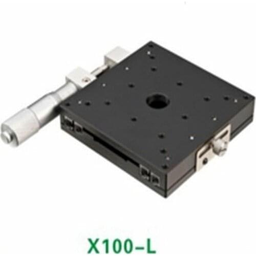 X Axis 100X100mm Platform Precision Bearing Linear Stage Left Micrometer