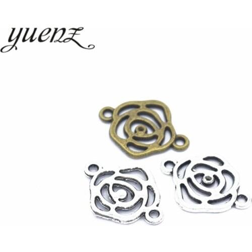 YuenZ 20pcsAlloy Charms Antique Silver color flower Pendants Jewelry Findings For DIY Handmade Jewelry Making 21*15mm Q125