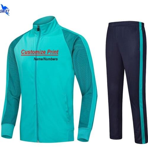 Custom Winter Thermal Soccer Jerseys Men Women Kids Football Tracksuit Kits Fitness Sets Running Training Suit Zipper Sportswear