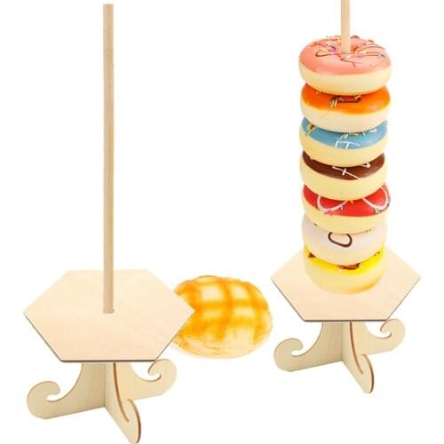 1pcs Wooden Donuts Display Wall Holds Candy Sweet Cart Rustic Wedding Birthday Decor Baby Shower Supplies Pentagram Base