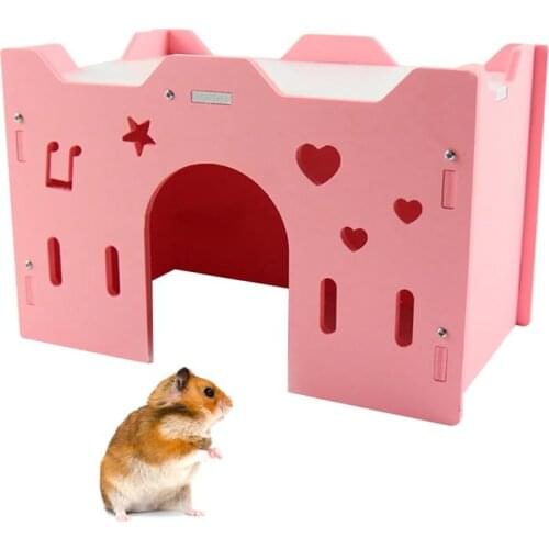 1pc Wooden Hamster House Star Heart Design Hamster Cage Hideout Small Animal House Bed Nest Pet Supplies