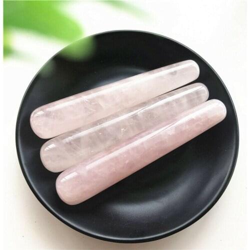 1pc Natural Pink Crystal Polished Massage Wand Health Relaxation Crystal Stick Natural Stones and Minerals