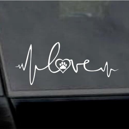 18*7.5cm EKG Heart Beat Love with Paw Print Dog Lover Cute And Interesting Fashion Sticker Decals