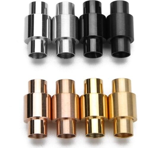 2Pcs/lot 10x20mm Strong Round Magnetic Clasps Stainless Steel Fit 6mm Hole Leather Cord Bracelet Diy Claps Findings