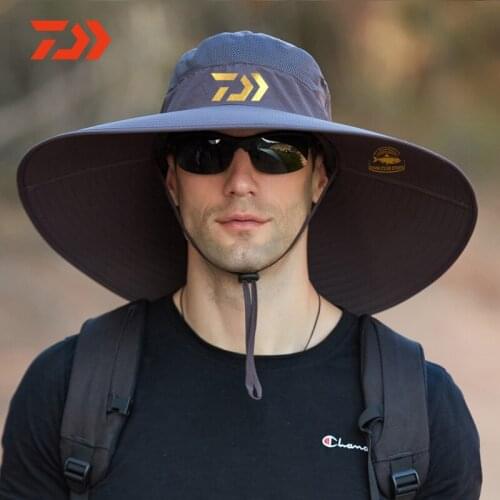 2021 Daiwa Brand Big Brim Fishing Hat Summer Outdoor Mountaineering Hat DAIWA Anti-UV Cap Waterproof Sports Sun Hat