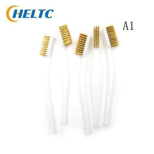 3/5Pcs Mini Plastic Handle Brass Bristle Wire Brush For Cleaning Welding Slag Rust