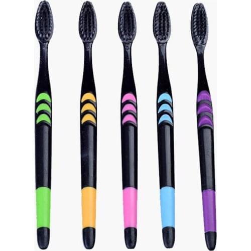 5pcs Double Toothbrush Ultra Soft Bamboo Charcoal Nano Toothbrush Black Tooth Brush Dental Personal Care Teeth Brush