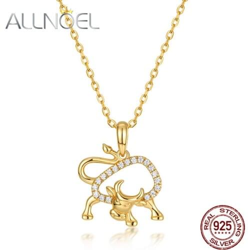 ALLNOEL 925 Sterling Silver Animal Charm Pendant 5A Zircon Real Gold Plated Light Luxury 2020 New Christmas Gift
