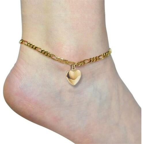 Stainless Steel Love Heart Pendant Anklet Sweet Anklets for Women Leg Bracelet Fashion Jewelry Gifts