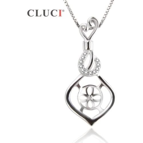 CLUCI Fashion 925 Sterling Silver Crystal Rhinestones DIY Pendant Accessories for Pearl Necklace Making, fit 9mm pearl SP215SB