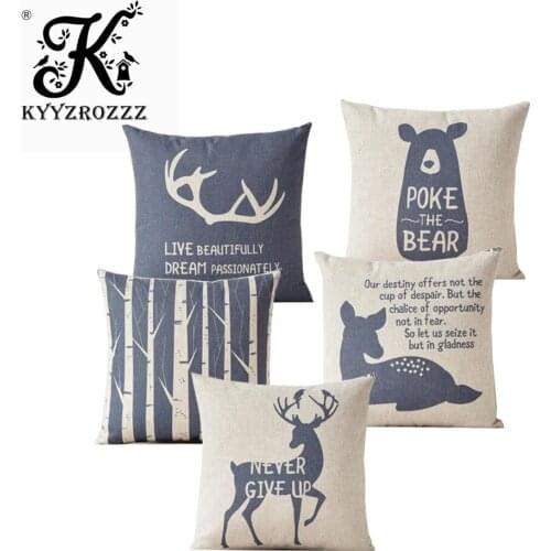 Nordic Style Decorative Throw pillows Case Blue Merry Christmas Pillow Covers Deer Bear Animal Cushions Cover 45x45cm for sofa