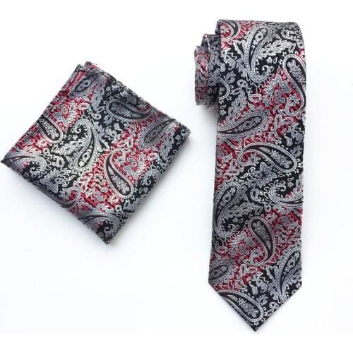 Designer Mens Ties Set US Popular Paisley Pattern Necktie with Pocket Square Sets