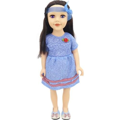 New Pattern Fashion Denim Blue Skirt Fit 18 Inch American&43cm Baby New Born Doll Clothes Accessories Girls' Toys