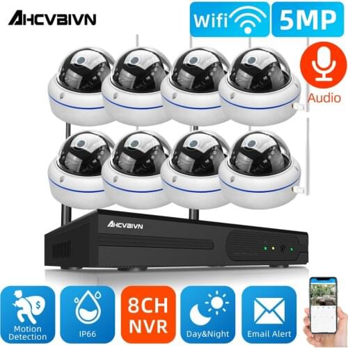 AHCVBIVN 5MP Wireless NVR Kit Security Cameras for Home Wifi CCTV Camera System Outdoor Waterproof Wireless Camera System 8CH