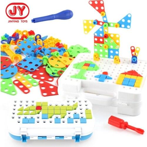 Drilling Screw Creative Mosaic Puzzle Toys For Children Building Bricks City High-tech Electric Drill Set Boys Educational Toys