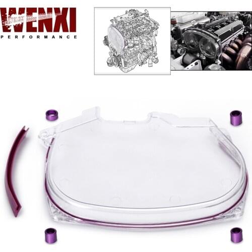 Clear Cam Gear Cover Timing Belt Cover Turbo Cam Pulley For 96-05 Mitsubishi Evolution Lancer EVO4-8 4G63 WX6338