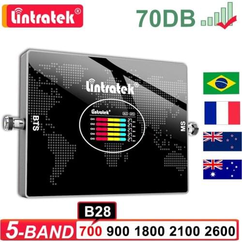 Lintratek 5 Band B28 B7 B8 B3 B1 Cell Signal Repeater 700 900 1800 2100 2600 MHZ LTE GSM 2G 3G 4G Booster Celular Amplifier 70dB
