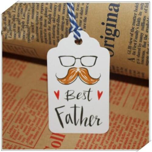 Best Father Fathers Day Creative Painting Bookmark Tag Message Wishing Cards Clothing Hanging Tag 4*7cm100 Pieces