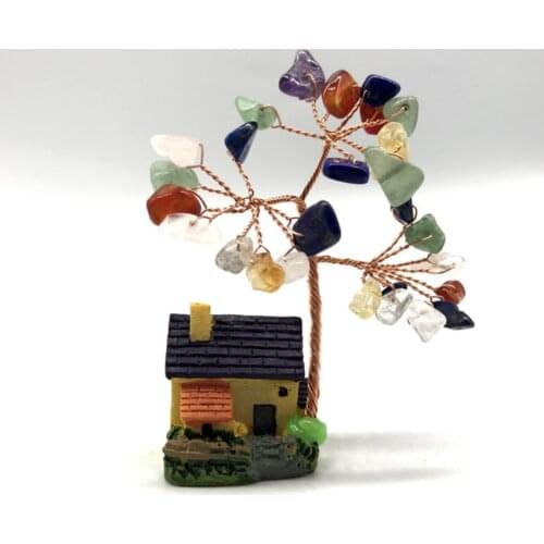 FYSL 10 Pcs Copper Wire Wrap Irregular Shape Tree of Life Rainbow Stone Pendant Home Decoration Jewelry