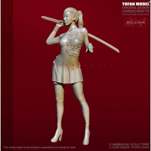 1/24 Yufan Model Resin Figure kits Cheongsam beauty resin soldier self-assembled YFWW-2044