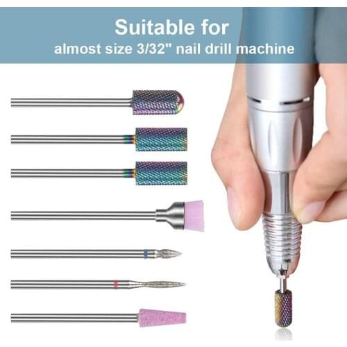 7pcs Nail Art Drill Bits Kit Electric Milling Cutter Nail File Accessories Manicure Pedicure Electric File Tool Manicure Machine