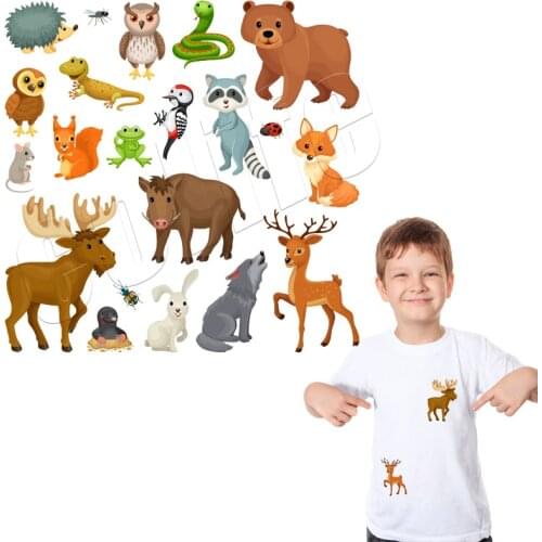Cartoon Parches Animals Children Stickers Washable DIY Applique Custom Heat Transfer Iron On Parches
