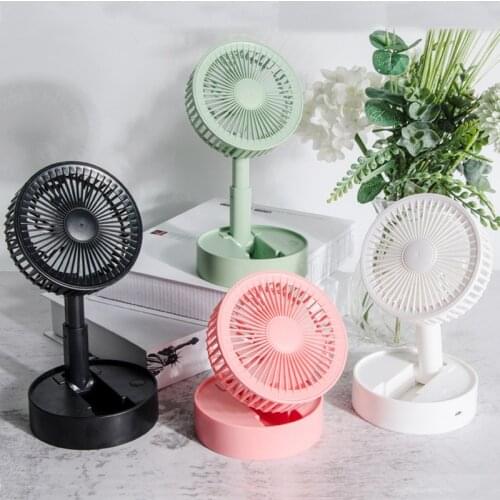 USB Rechargeable Table Fan Portable Mini Stand Cooling Small Foldable Telescopic Fans Desk Outdoor Home Office Cooler Ventilator