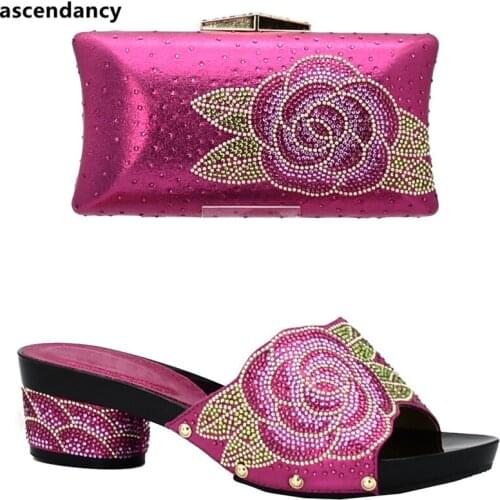 Latest Italian Shoes with Matching Bags 2018 Italian Designer Shoes and Bags Matching Set Decorated with Rhinestone Party Shoes