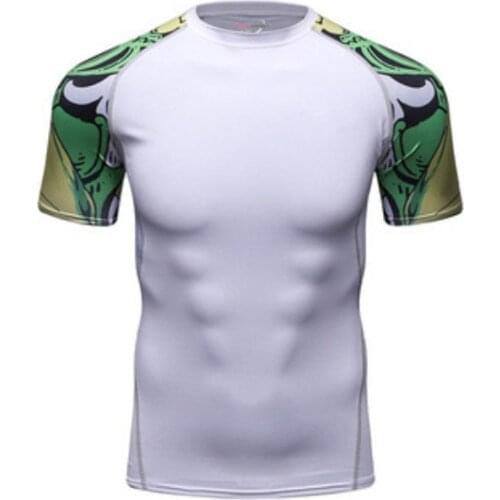 2021 Summer New Mens Short Sleeve 3D Cartoons Printing Tight T Shirt Outdoor Running Fitness Jerseys Breathable