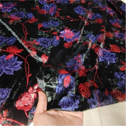 New Bronzing Printing Elastic Diamond Gold Velvet Cheongsam Dress Garment Fabric