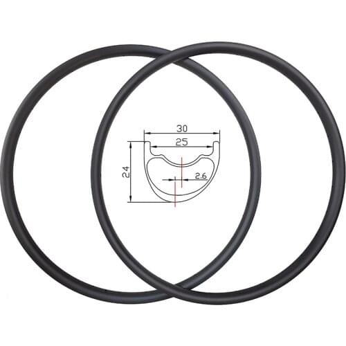 SALE 29er Light XC Asymmetric hookless MTB Carbon Rims 30mm width 24mm depth 2.6mm offset Marathon Tubeless Mountain bike Wheels