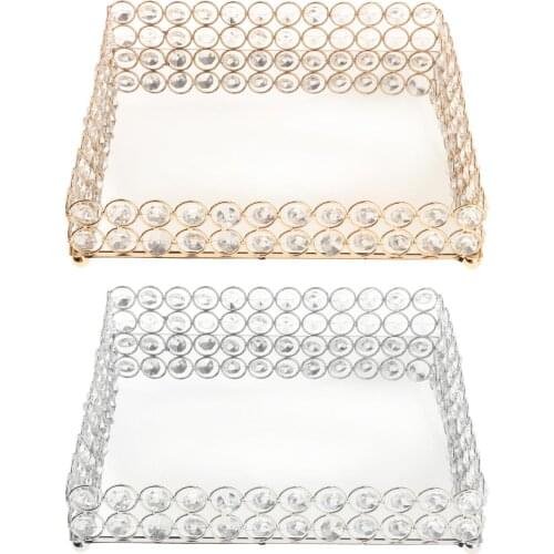 Luxury Crystal Vanity Tray Decorative Trinket Tray Container Jewelry Display
