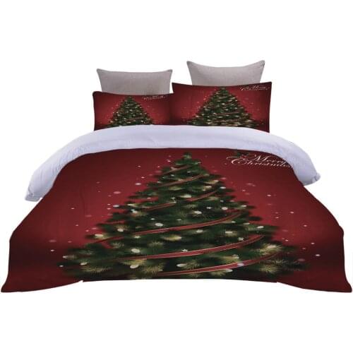 Christmas Tree Duvet Quilt Cover Sets Happy Gift 3D Bed Three-Piece Set Snowman Quilt Cover and Pillowcases Bedding Sets 2021