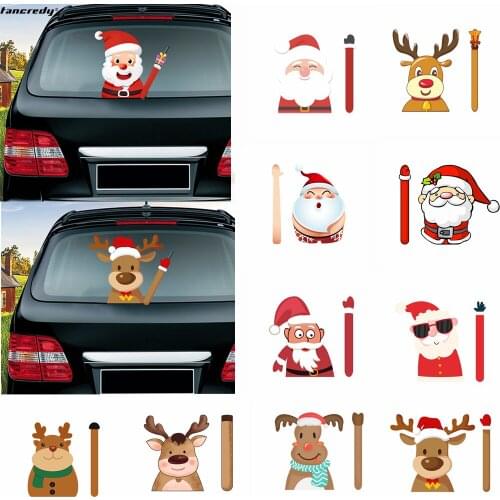 Christmas Car Auto Decoration Xmas Santa Claus Elk DIY Car Sticker Rear Windshield Decals Car Styling Rear Window Wiper Sticker