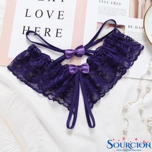 SWT Women Sexy Lingerie Erotic Open Crotchless Underwear Crotch Panties Lace Transparent Underpants Lace Sexy G-String