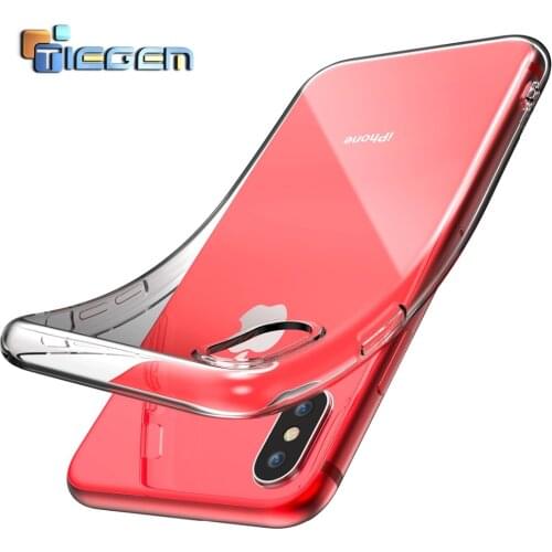 TIEGEM Transparent Soft TPU Case for iPhone X Xs Max Slim Clear Protective Silicone Cover case for iPhone 6 7 8 Plus XR