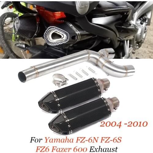 For Yamaha FZ6 FZ6N FZ6S Motorcycle Dual-outlet Exhaust Middle Link Pipe Escape 51mm Mufflers Pipe Removable DB Killer Stainles