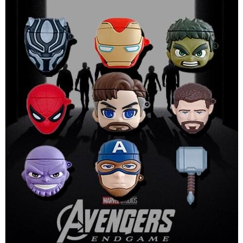 Marvel Thanos Thor Spiderman Black Panther Silicone Cases for Airpods 1/2 3 Protective Bluetooth Wireless Earphone Charge Cover