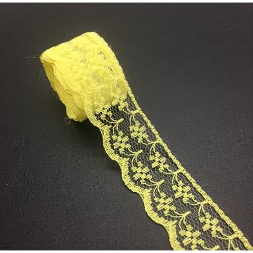 3/4" 20mm Wide (10yards/lot)Yellow Handicrafts Embroidered Net Lace Trim Ribbon DIY Wedding/Birthday/Christmas Decorations