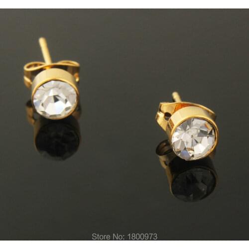 Gold Filled Clear Crystal Earring For Women/GirlsParty Great DecorativeStud Earrings Fashion Jewelry Free shipping