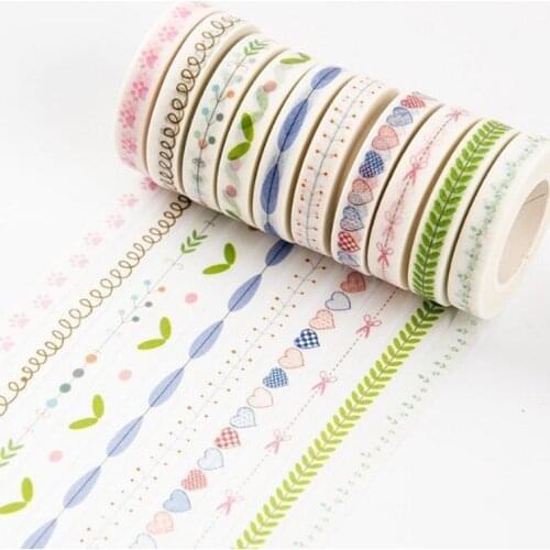 1pcs 10m*7mm Love and Leaves Scrapebooking Diy Sticker Decorative Masking Tape Paper Material Escolar Photo Album Washi Tape