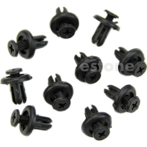 7mm Hole Plastic Push Screw Panel Fixings Clips for Car Auto New 10pcs