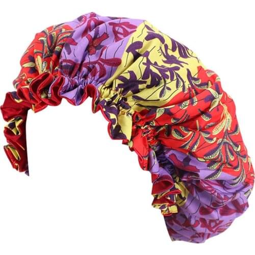 Satin Bonnet For Children Double Layer Night Sleep Cap African Pattern Flroal Print Turban