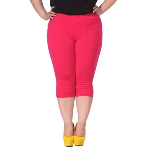 L To 6XL Plus Size Pants Women Calf Length Summer Trousers High Waist Thin Solid Skinny Casual Pants T1618