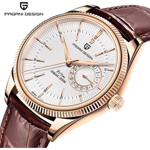 2021 New PAGANI DESIGN Mens Quartz Watches Automatic Date Luxury Gold Mechanical travel time Wrist Watch Japan VH65 Clock man