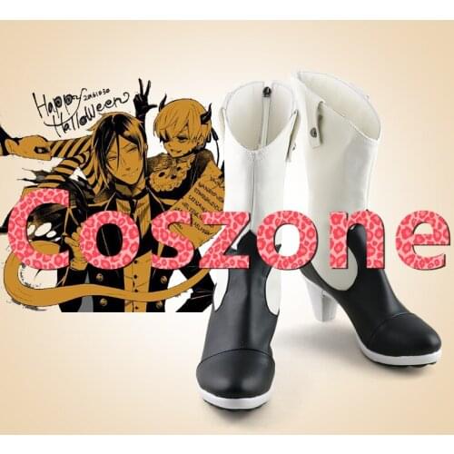 Black Butler Ciel Phantomhive Black and White Halloween Cosplay Shoes Boots Costume Accessories