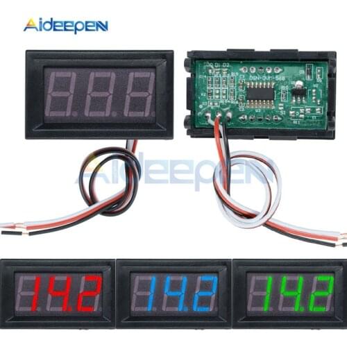 0.56" LED 2 3 Wires Digital Voltmeter Voltage Meter Car Motorcycle Volt Tester Detector DC 12V Capacity Monitor Red Green Blue