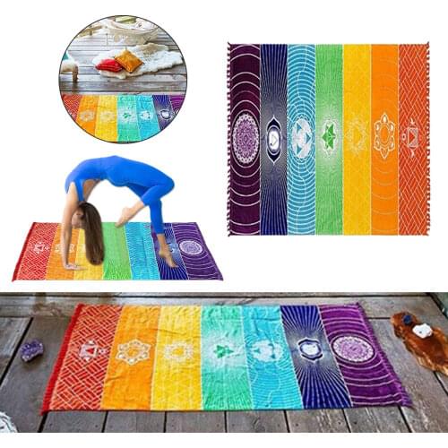 Boho Decor Mandala Pattern Rainbow Wall Tapestry Hanging Aesthetic Bohemian Beach Mat Thin Blanket Yoga Shawl Mat Blanket