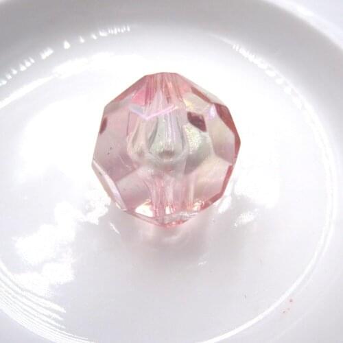 AB Effect Pink20MM Acrylic Faceted Chunky Beads Transparent Round Bicone Hexagon Beads For DIY Women Kids Beaded Necklace Making