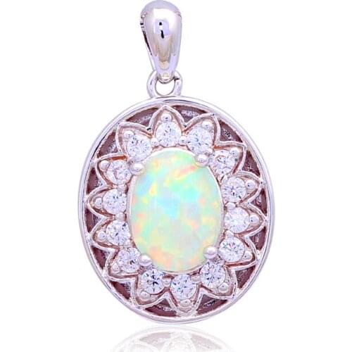 Elegant design Wholesale Retail Light White Fire Opal stamp Silver Pendants Fashion jewelry Party Gifts OP453A